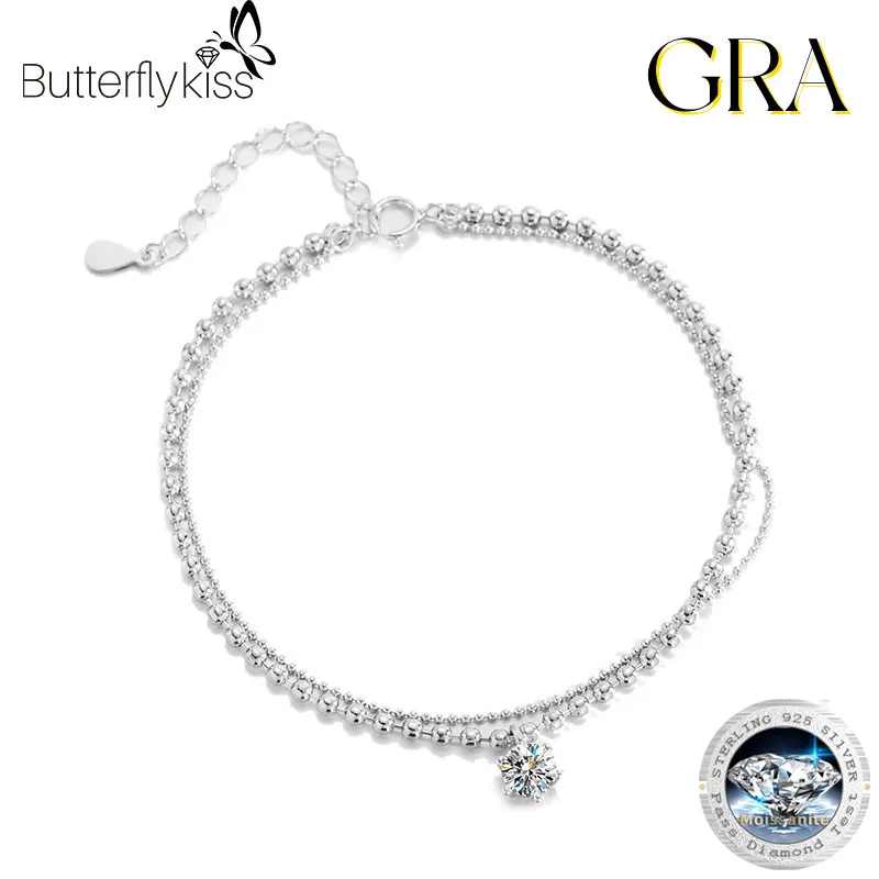 

Минималистичный браслет с муассанитом Butterflykiss для повседневного украшения для семьи и друзей, праздничный подарок на день рождения, браслет-подвеска