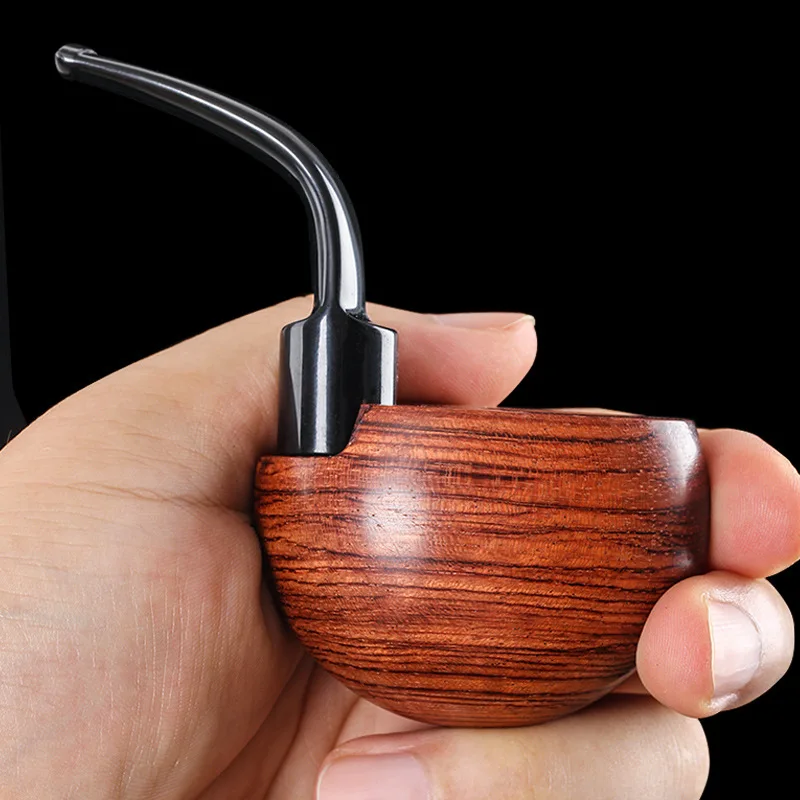 Rosewood Pocket Tobacco Pipe, Handmade Solid Wood, Old Fashioned Filter, Dry Tobacco Accessories, Smoking Tool