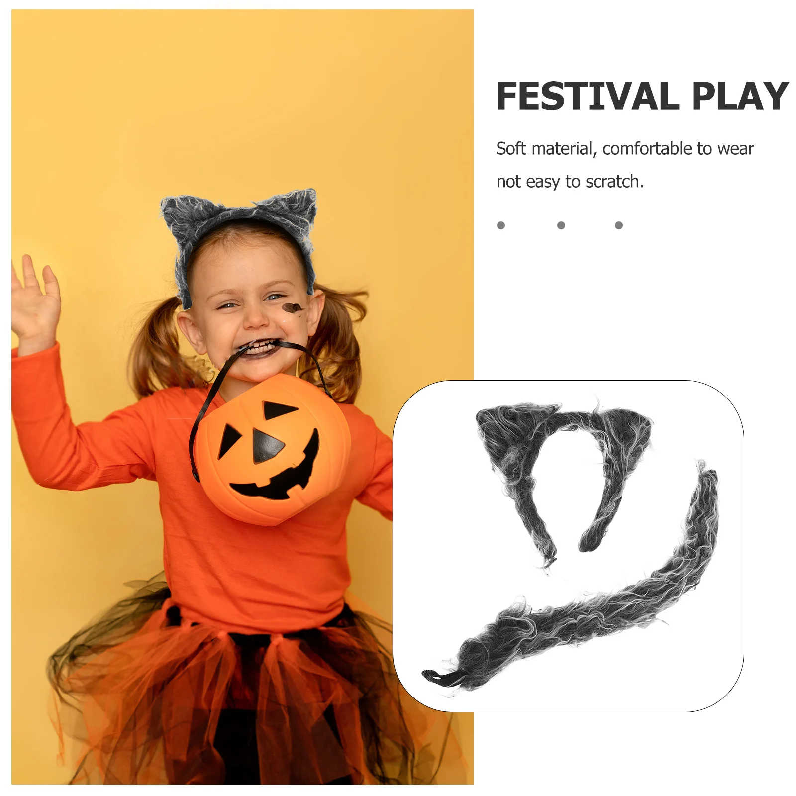 

1Set Wolf Cosplay Kit Headband Tail Animal Costume Set Party Role Play Photo Props Decorative Wolf Costume Photo Props