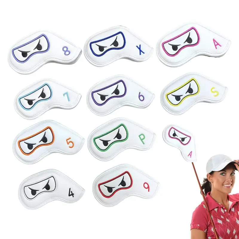 

Golf Driver Covers Magnetic Iron Head Covers Set Of 10 Embroidered PU Leather Golf Head Cover Thick Golf Club Covers For Main