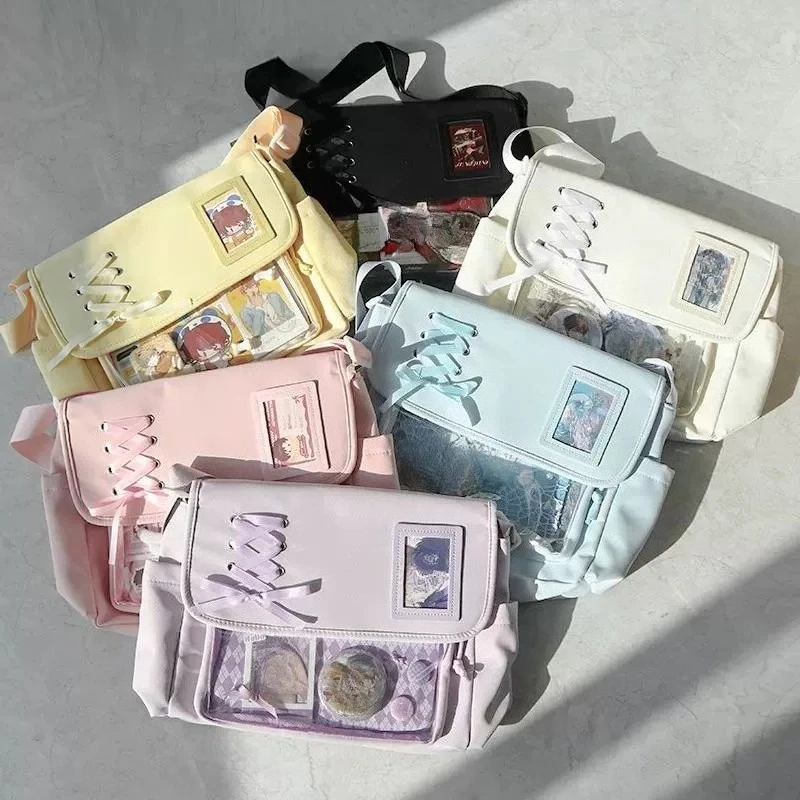 

Японская сумка через плечо с бантом в стиле преппи, прозрачная модная сумка через плечо Kawaii, модные Y2k, эстетические милые повседневные сумки Ita