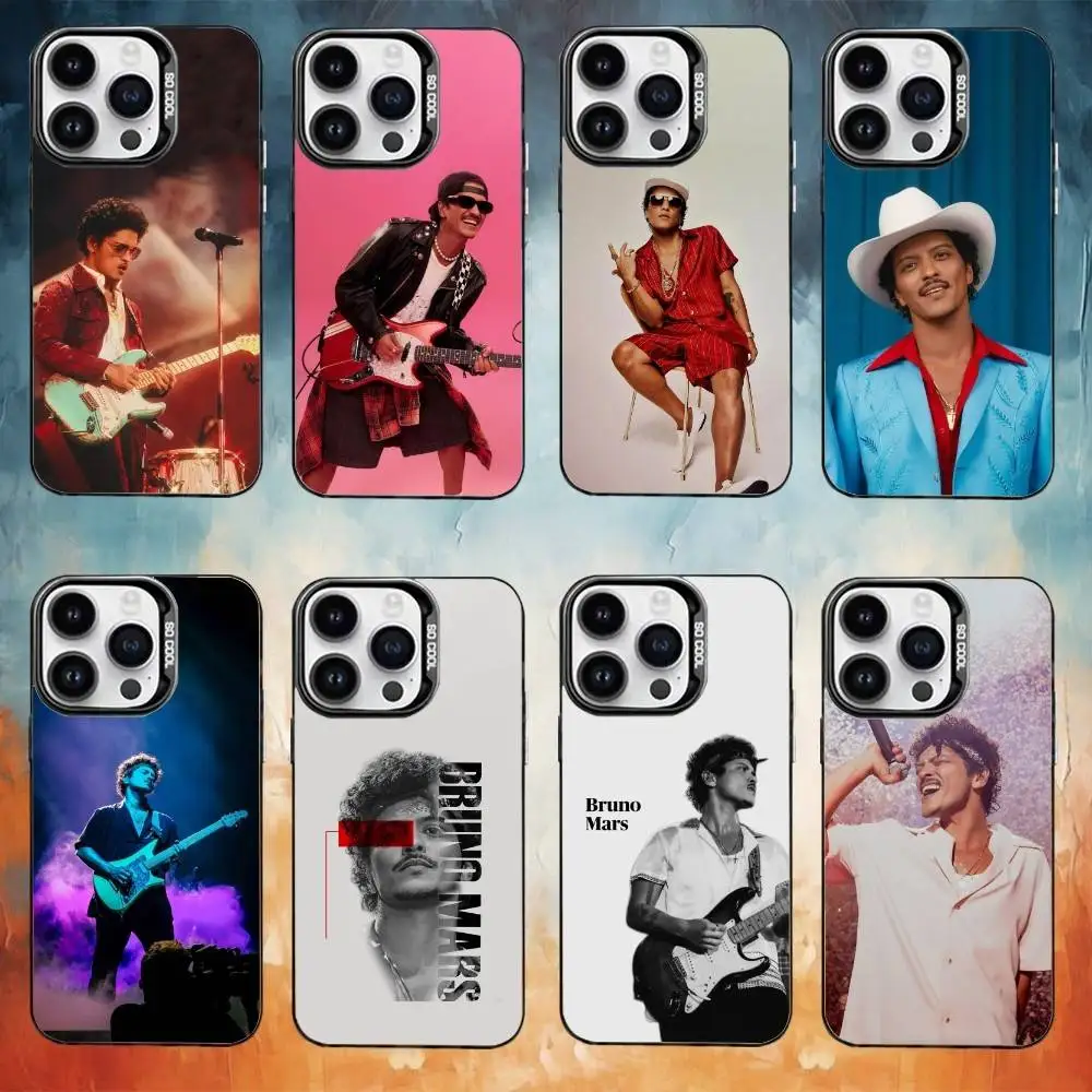 Singer B-Bruno M-Mars Phone Case For iPhone 17,16,15,14,13,12,11,Pro Max,Plus black Candy Silver Cover