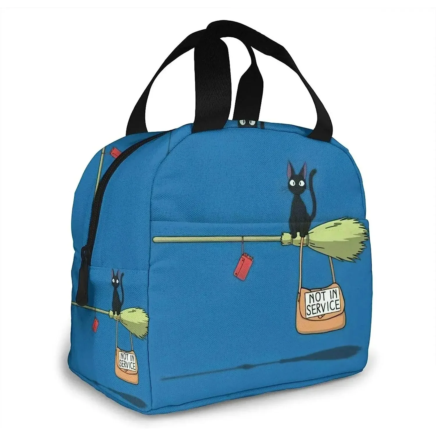 Anime Cat Portable Insulated Lunch Bag Reusable Portable Insulation Tote Lunch Box Cooler Bag with Zipper and Pocket for Women