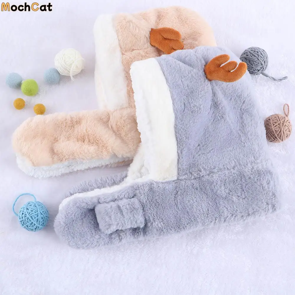 

Милая уникальная кашемировая модная дизайнерская детская однотонная корейская кепка, рождественская плюшевая шапка с шарфом, детская плюшевая шапка