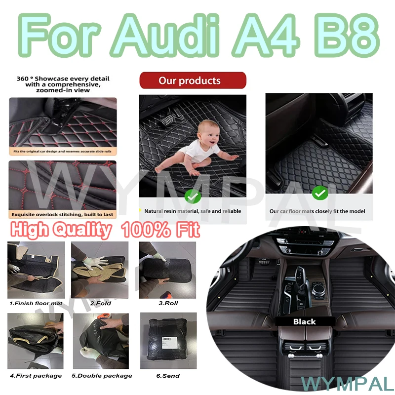 

Luxury Custom Car Floor Mats For Audi A4 B8 2010 2011 2012 2013 2014 Auto Automotive Leather Men Women Car Mats Full Cover mats