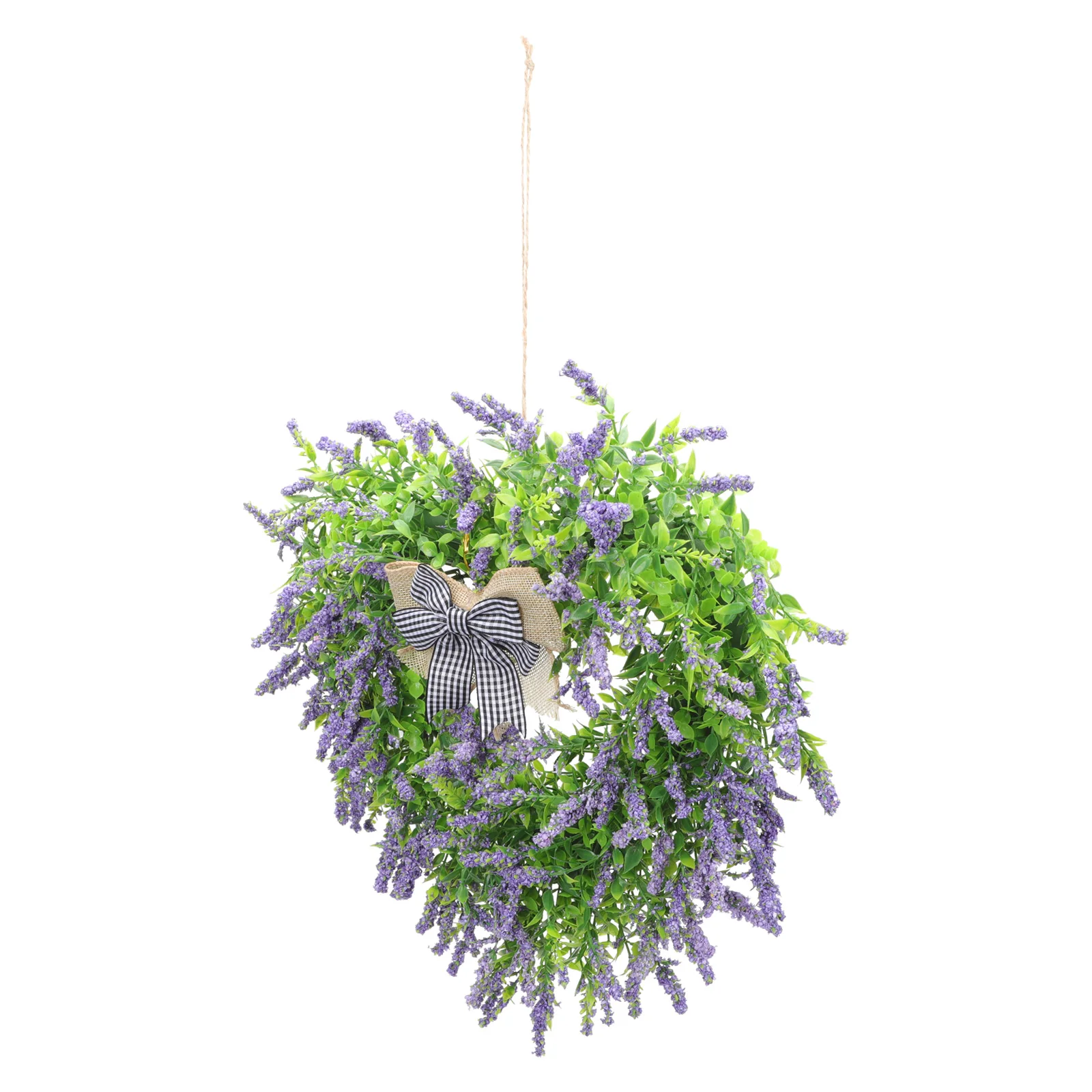 

Artificial Wedding Wreath Creative Fake Lavender Flower Hanging Decor Door Window Heart Shaped Premium Material