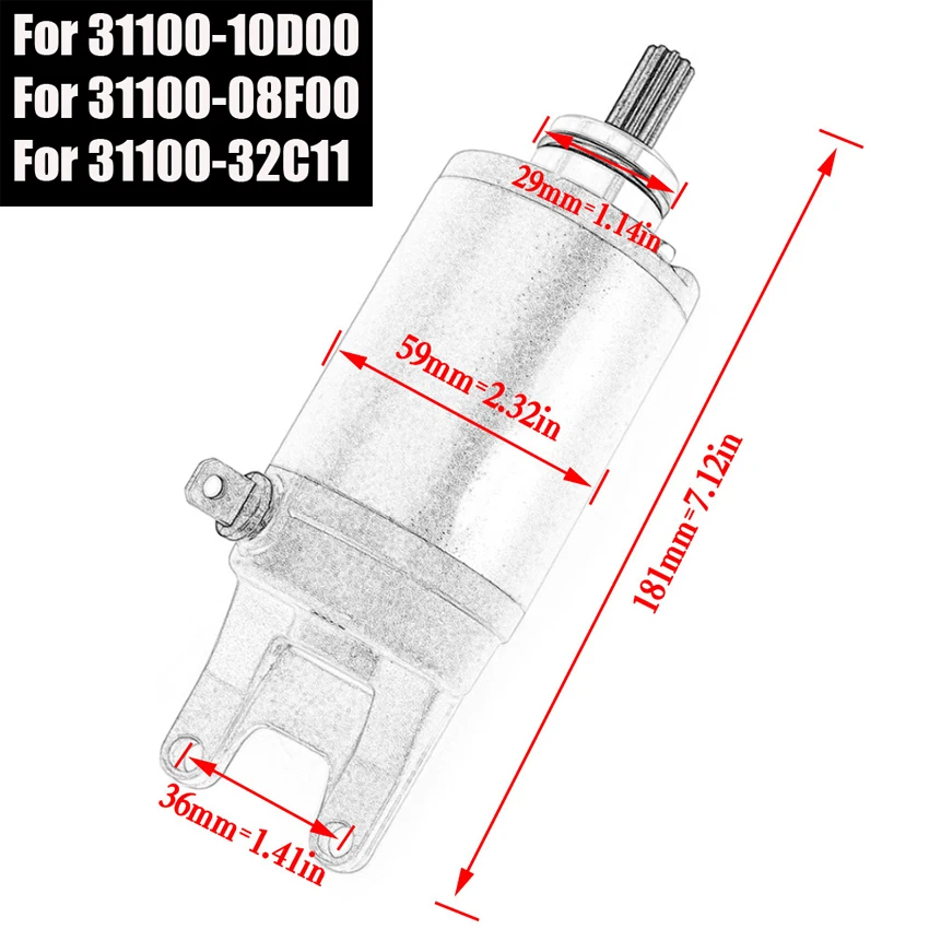 

31100-10D00 Starter Motor for Suzuki GSF400 GSF600 GSF650 GSF600S GSF650S Bandit GSX400 GSX600 31100-08F00 31100-32C11