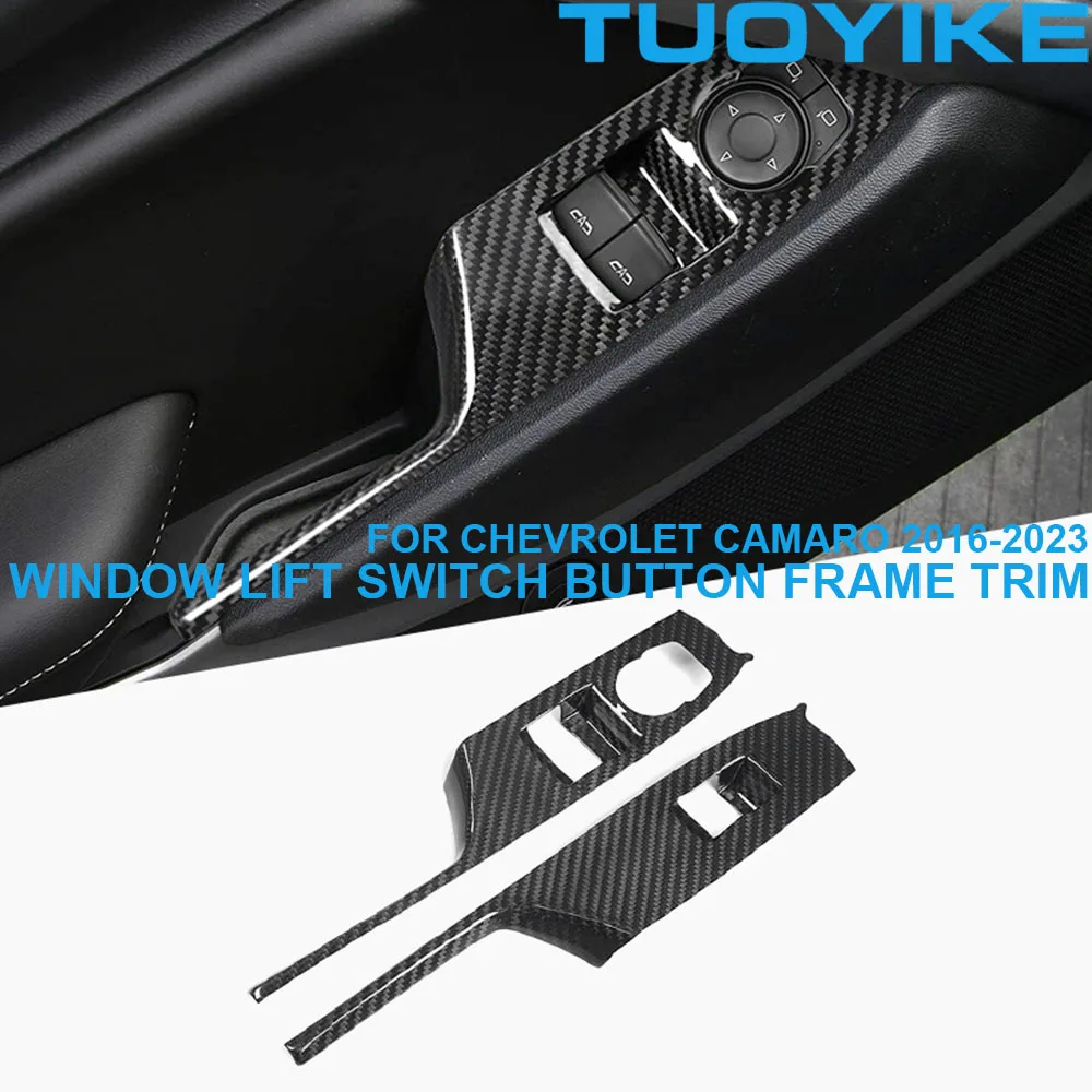 

Car Styling Real Dry Carbon Fiber Interior Window Lift Switch Trim Regulator Cover Panel Frame For Chevrolet Camaro 2016-2023