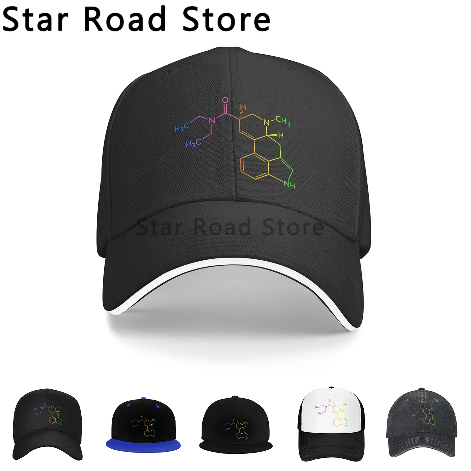 

Chemistry Multicolor Print Hat Peaked Men's Cap Funny Chemistry Costumes Personalized Visor Protection Hats for Unisex