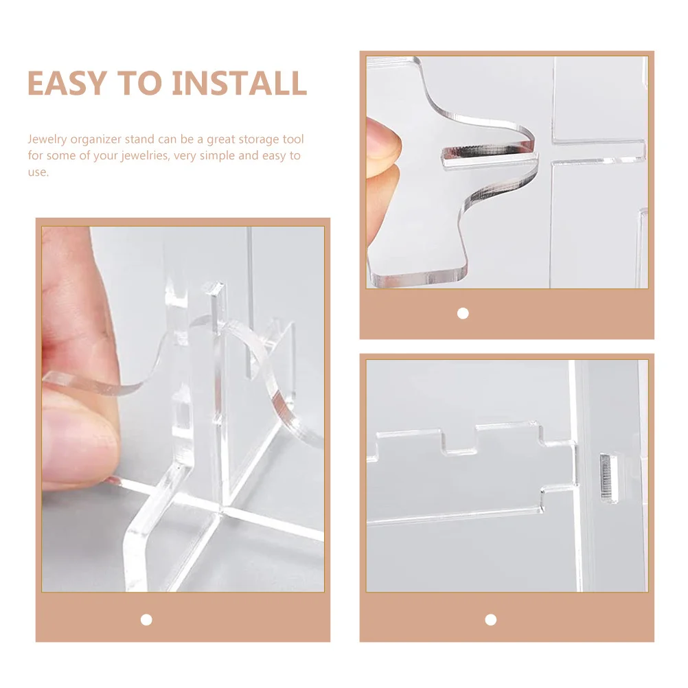 

Jewelry Organizer Stand Clear Acrylic Tabletop Holder For Necklace Earring Display Rack Home Storage Decorative Stand