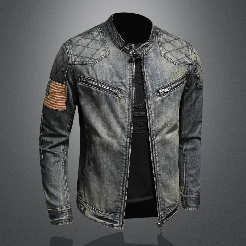 New Men\'s Retro Classic Denim Jacket Autumn Trendy Casual Versatile Streetwear High Street Handsome Cycling Wear Men\'s Clothing