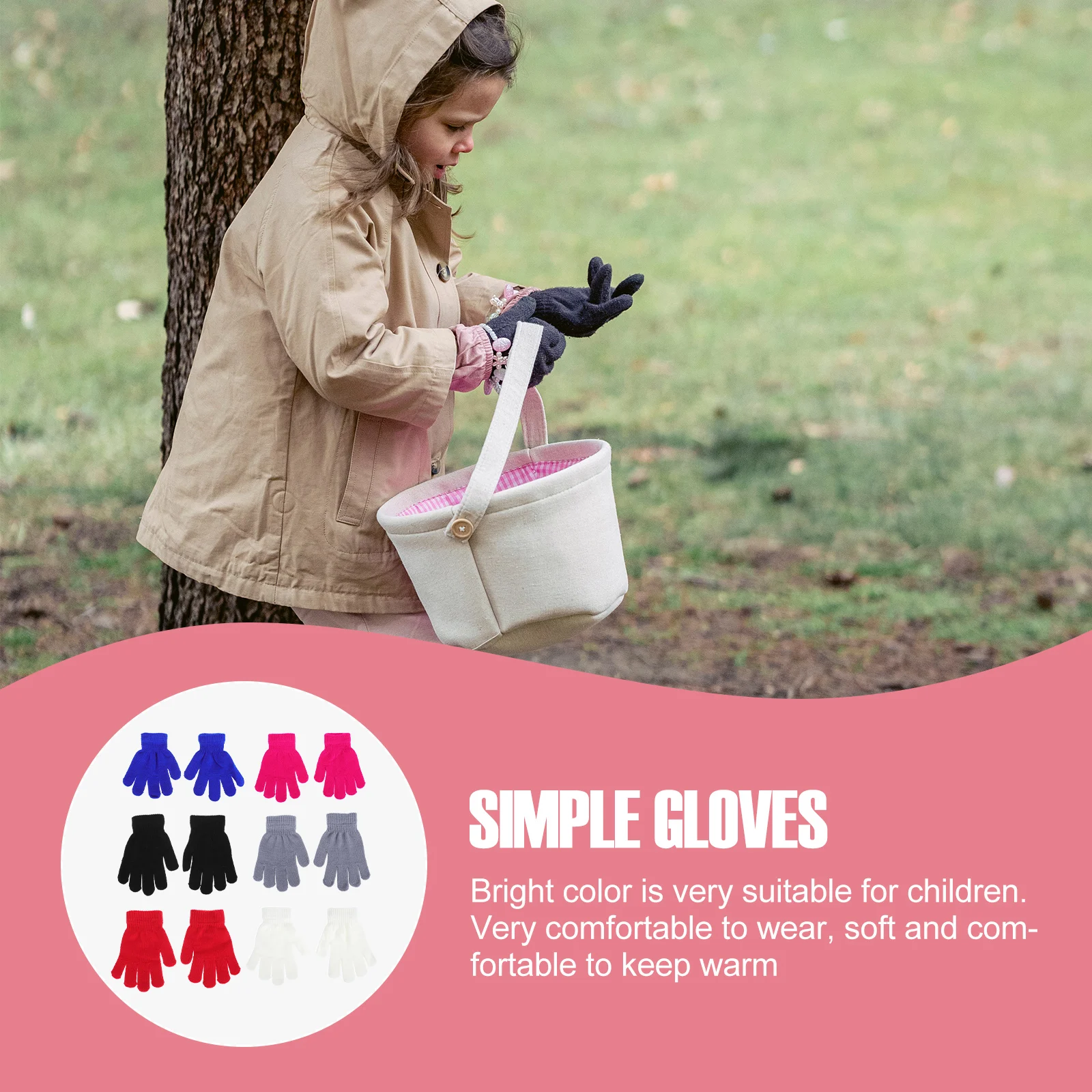

6 Pairs Kids Gloves Winter Acrylic Yarn Knitted Mittens Indoor Outdoor Keep Warm Cold Proof Gloves Lightweight Compact Size