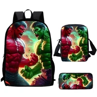 H-Hulk-Juego de 1/3 Uds. De dibujos animados verdes y rojos, mochila escolar para niños con bolsos de hombro, bolsas para lápices, mochilas escolares para niños y niñas, el mejor regalo