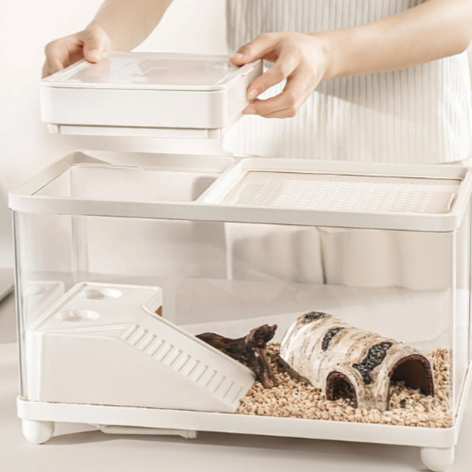 

Turtle Habitat Enclosure Ventilated Top Unified-Piece Cold-Blooded Pet Habitat Clear Cold-Blooded Pet Enclosure Transparent Full