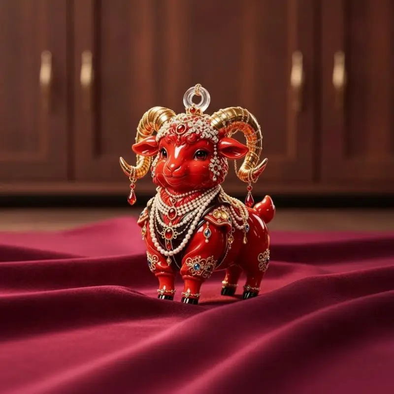 Acrylic Chinese Zodiac Goat Hanging Ornament Auspicious Red Gold Craft Unique Birthday Gift for Goat Zodiac People