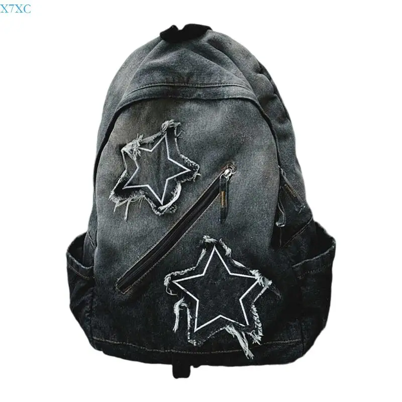 X7XC Denims Backpacks Lightweight Casual Jeans Backpacks Travel Daypack Rucksack