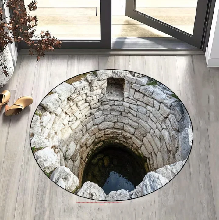 Weicher Moderner Rutschfester Rundteppich für Wohnzimmer, Schlafzimmer, Terrasse und Gartenbereiche, Geeignet als Teppich für Heim- und Raumdekoration