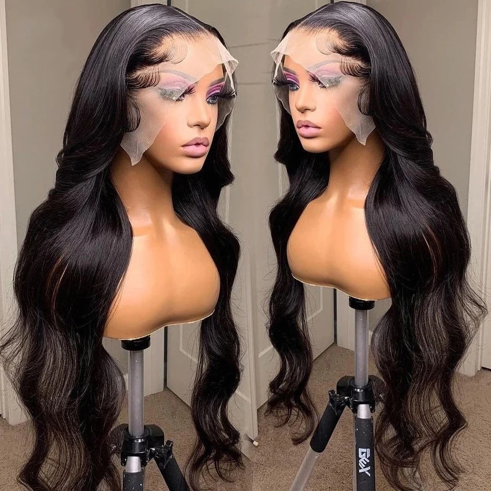 30inch Transparent 13x4 Body Wave Lace Front Wig Pre Plucked 360 Lace Frontal Wig Human Hair Wigs For Women Remy 4x4 Closure Wig