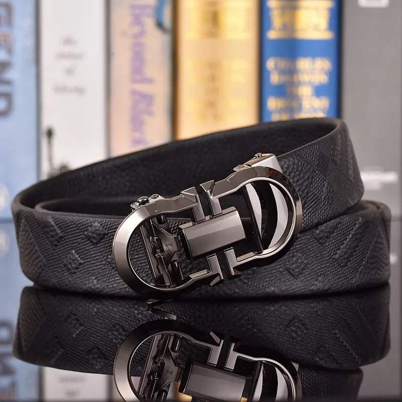 Высококачественный роскошный мужской пояс с двойной буквой D и автоматической пряжкой, мужской простой повседневный пояс с рисунком личи, подарок отцу