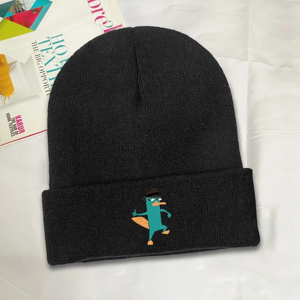 New 1pc Perry The Beanie Hats Ferb Beanies Outdoor Head Wrap Adult Unisex Caps Autumn Winter Custom Cool Bonnet Hats Gift
