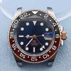 Gmt-ステンレス鋼の時計ケース316l,n h34,ムーブメント,サファイアガラス,40mmデュアル,防水ケース,c3,発光ダイヤル