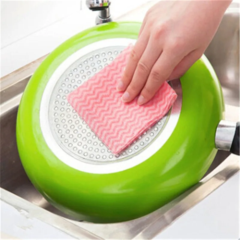 80pcs/pack Removable Dish Washing Cloth Kitchen Towels Dishcloth Non-woven Fabric Household Cleaning Cloth Disposable Wipes