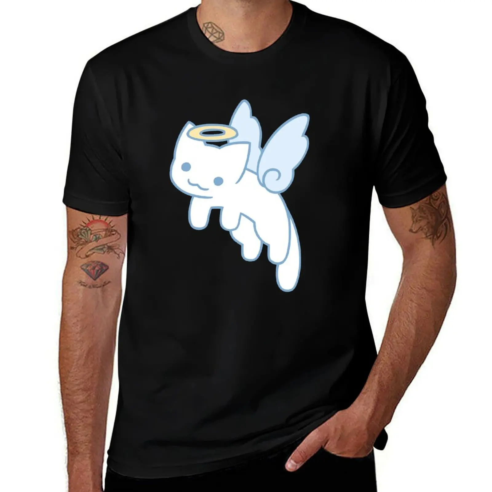 

Cat Angel T-Shirt basketball graphic tees vintage anime shirt kawaii clothes t shirt men 100℅ cotton