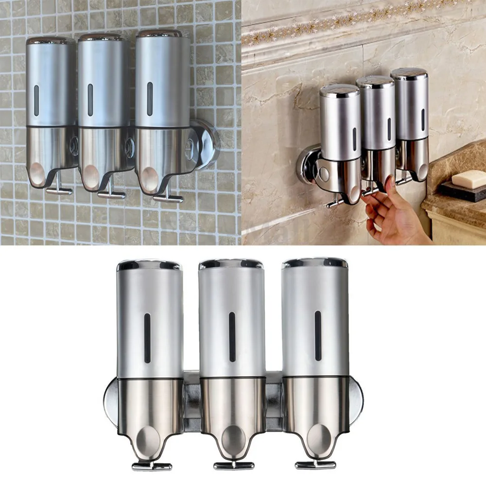 3*500ML Wall Mounted Liquid Soap Dispensers for Bathroom Kitchen Hotel Bar and Restaurant