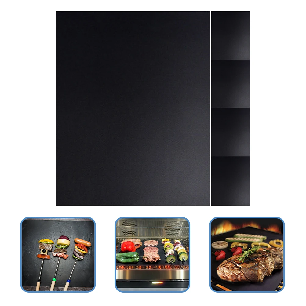 

5pcs Non-Stick Bbq Grill Mat Heat Resistant Baking Liner Food Grade Coated Lightweight Reusable Kitchen Baking Supplies