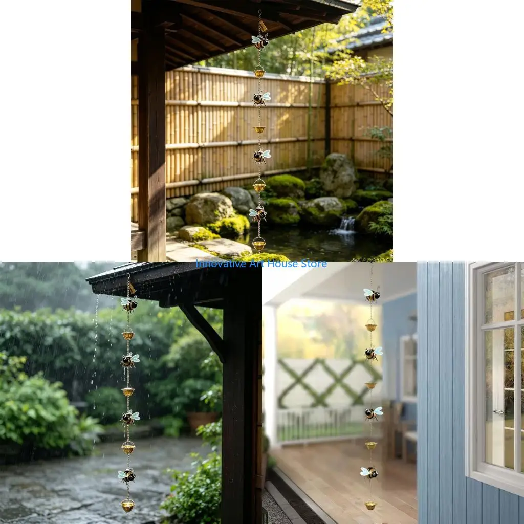 E1PC Outdoor Rain Chain for Eaves, Balcony and Cottage Exterior Rainwater Collectors