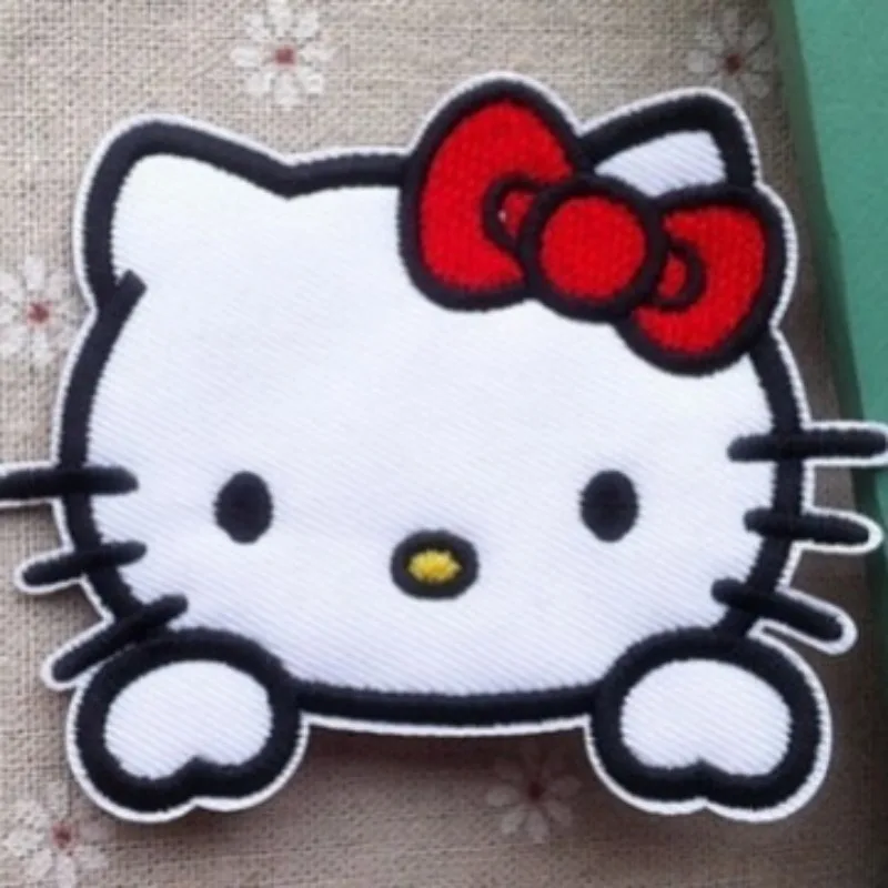 

10pcs Hello Kitty Patch Stickers Cute Children Toy kt Women Accessories Self Adhesive Clothes bag Decoration Girl Gift Wholesale