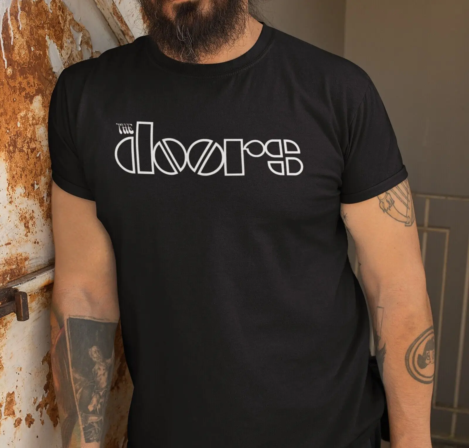 The Doors Rock Band Men Cotton T-shirt Luxury Brand Big Size Top Casual Short Sleeve Streetwear Classic New Arrival Tee S-4XL