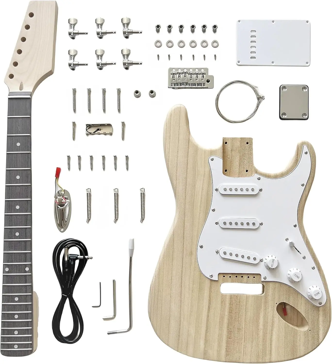

DIY Electric Guitar Kit 6-String with Paulownia Body and Maple Neck, Build Your Own Guitar for Beginners and Professionals