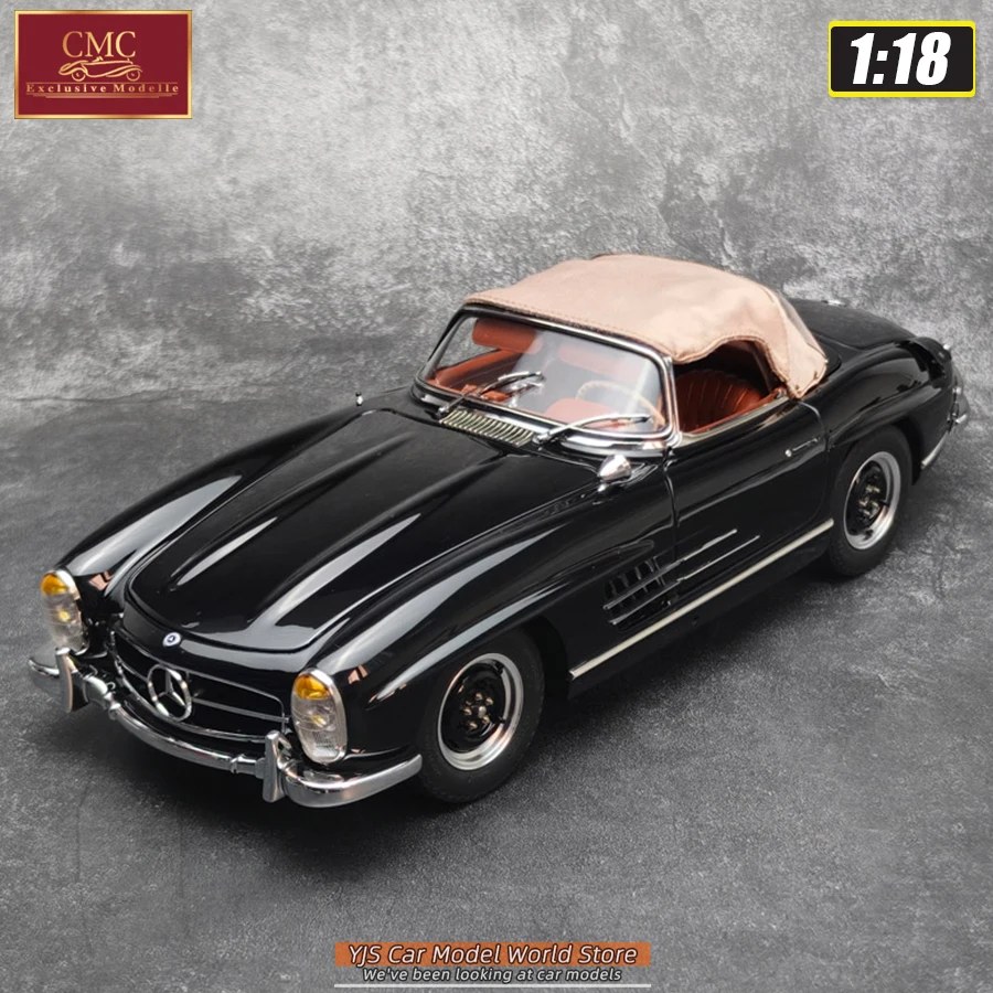 CMC EXCLUSIVE MODELLE 1/18  MB 300 SL W198 Softtop open, black / beige Mit funktionalem Dach Classic car model Collection