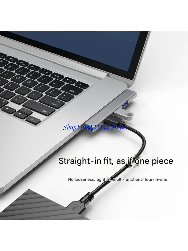 P9FA Aluminum USB to 4 Port USB Hub USB3.0 Splitter USB Extender for Laptop