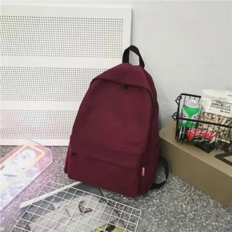 Campus Solid Color Backpacks Student School Bag Leisure Bags