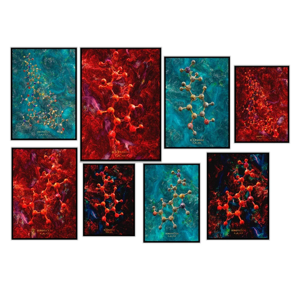 Serotonin Happiness Orb, Dopamine Orb Chemistry Dopamine Oxytocin Serotonin Molecule Neurotransmitter Orb Neuroscientist Poster