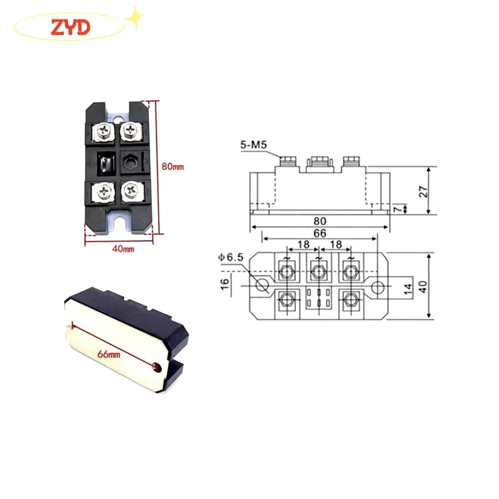 ZYD MDQ100A-16 AC-DC module 100Amp 1600V MDQ100A1600V single-phase rectifier bridge