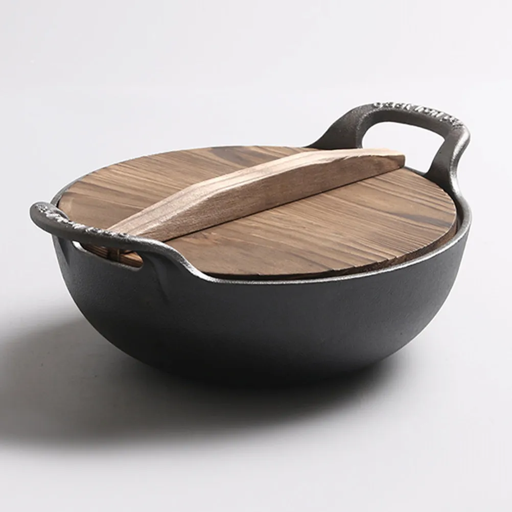 

Чугунная кастрюля для тушения для дома и улицы, сверхпрочная, термостойкая, для супов, походная посуда для пикника, чугунная сковорода