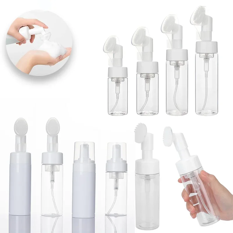 

10pcs 100ml-250ml Soap Foaming Bottles Mousse Bottles Facial Cleanser Pump Dispenser with Silicone Foam Massage Clean Brush Head