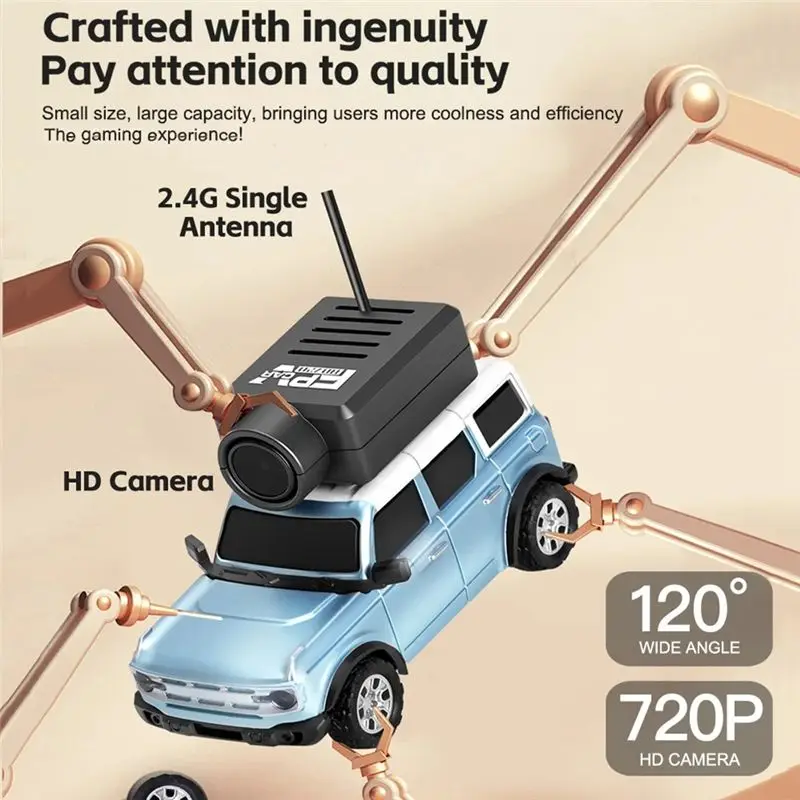 【NEW USER EXCLUSIVE】FPV RC Car 1:64 Scale 6405 Mini Racing Car Equipped FPV VTX 720P Camera Built-In Gyroscope 2.4G Wifi App Con