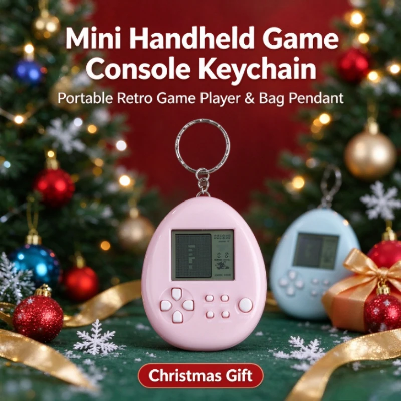 Macaron Color Mini Brick Game Keychain Portable Handheld Electronic Game Console Nostalgic Pocket Toy Gift For Christmas