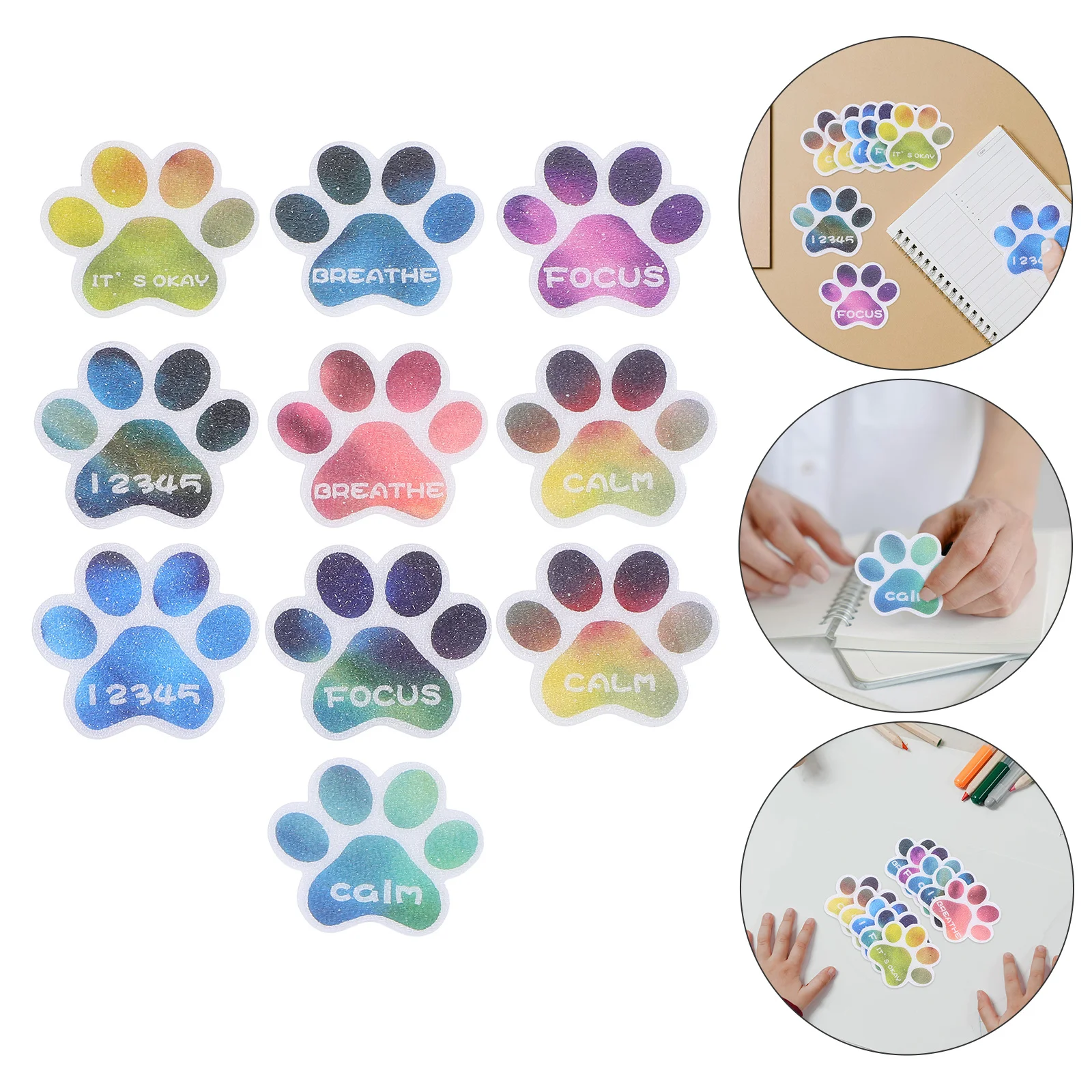 

10 Sheets Dog Paw Sensory Anxiety Calming Strips Textured Stickers for Adults Office School Home Mood Calming Stickers