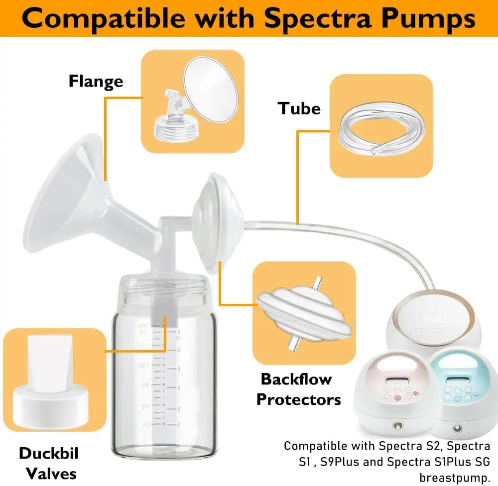 Protezione contro il riflusso 2 pezzi tubi 2 pezzi e valvole a becco d'anatra 4 pezzi parte della pompa di ricambio compatibile con Spectra S1/S2/9Plus