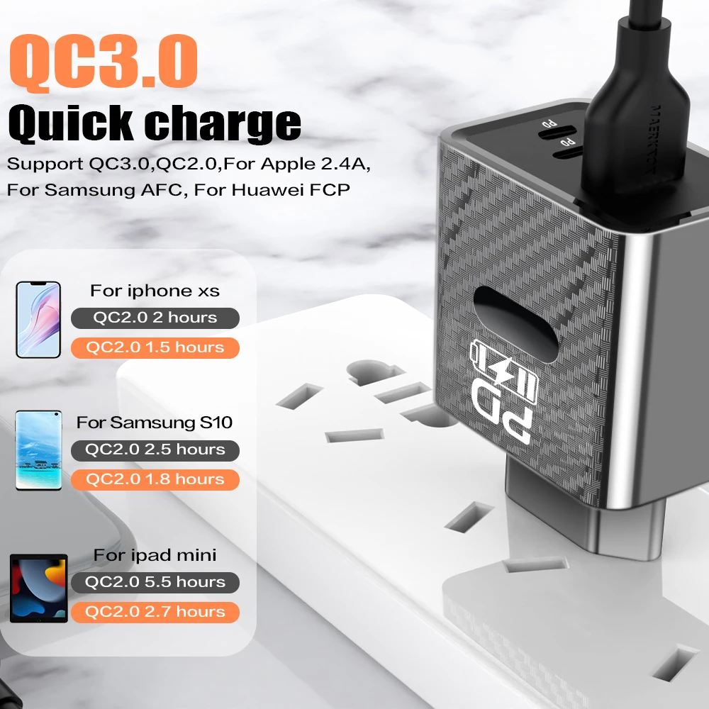 65W Quick Charger USB Type C PD Fast Charging Mobile Phone Wall Adapter For IPhone 15 Pro Max Xiaomi 14 Samsung EU/US/UK Plug