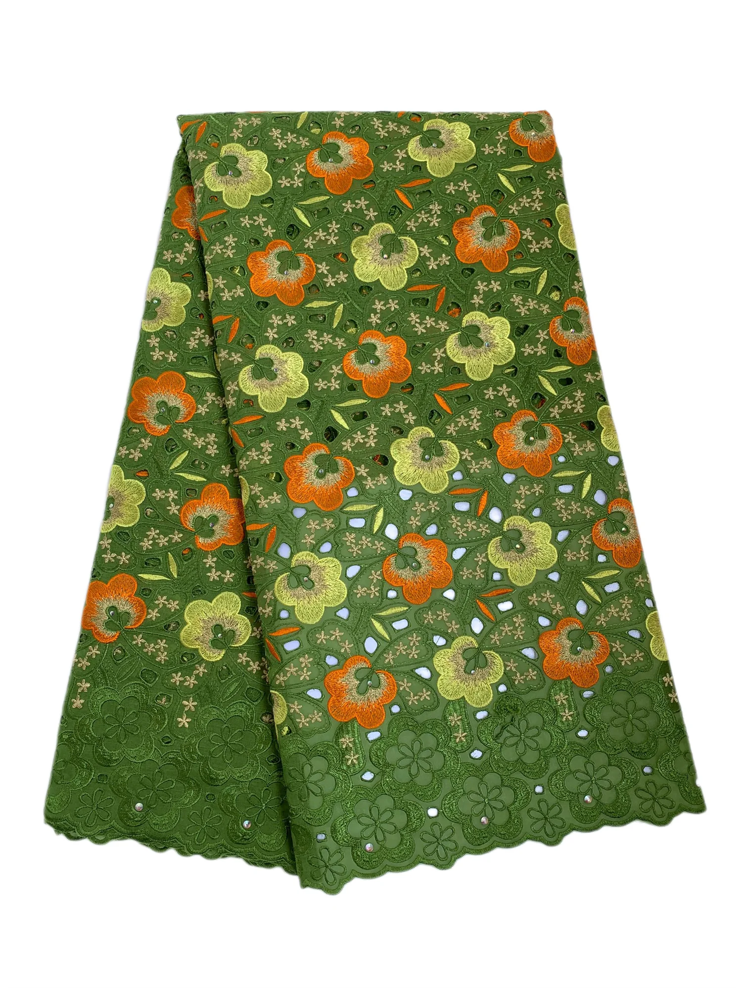 

Swiss Voile Lace in Switzerland Hight Quality Nigerian Embroidered Punched 100% Cotton Stones Lace Fabric For Brdal Prom Dresses