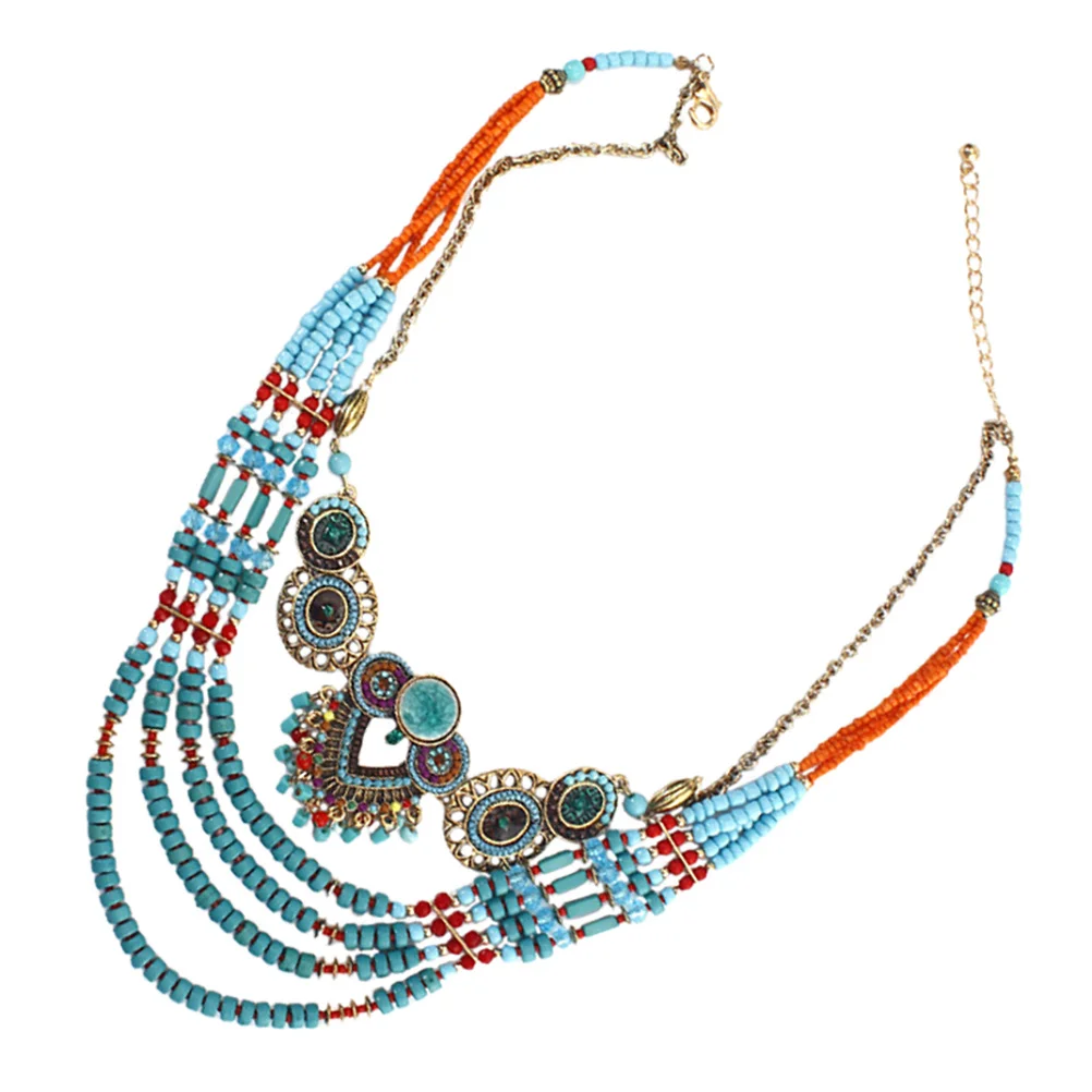 

Beaded Necklace Bohemian Style Handmade Vintage Jewelry For Women Pendant Chain Summer Beach Party Gift Assorted Colors