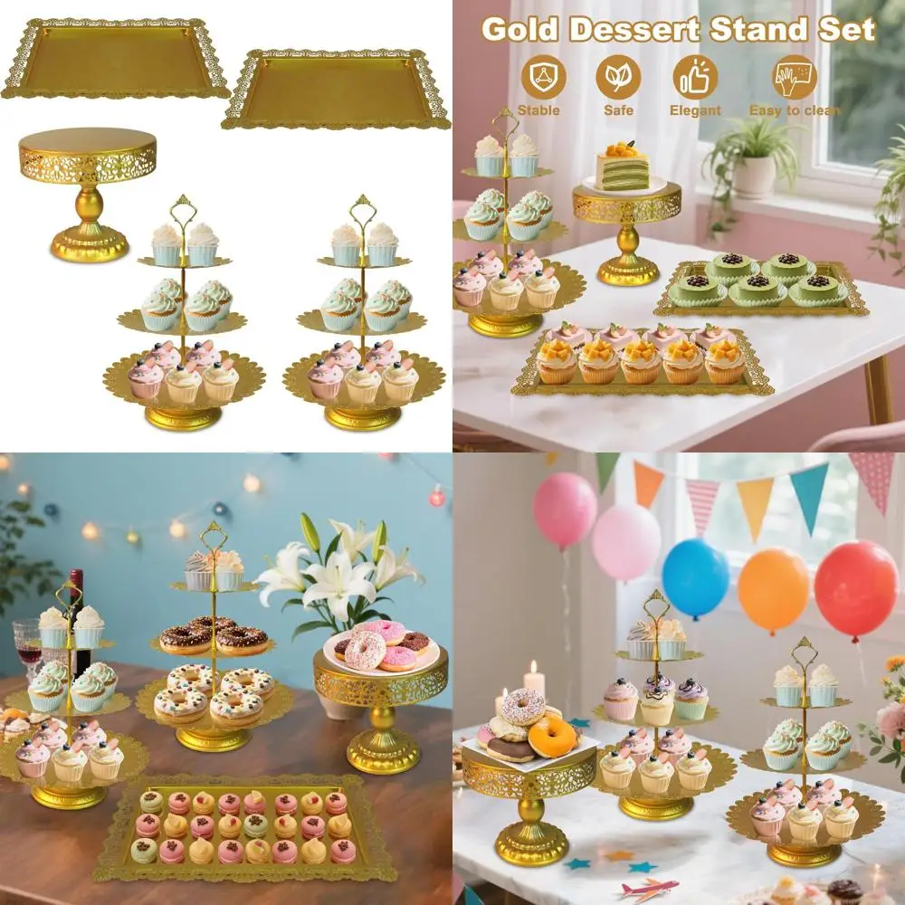 

Набор металлических многоярусных подставок для кексов из 5 предметов для демонстрации десертов и фруктов