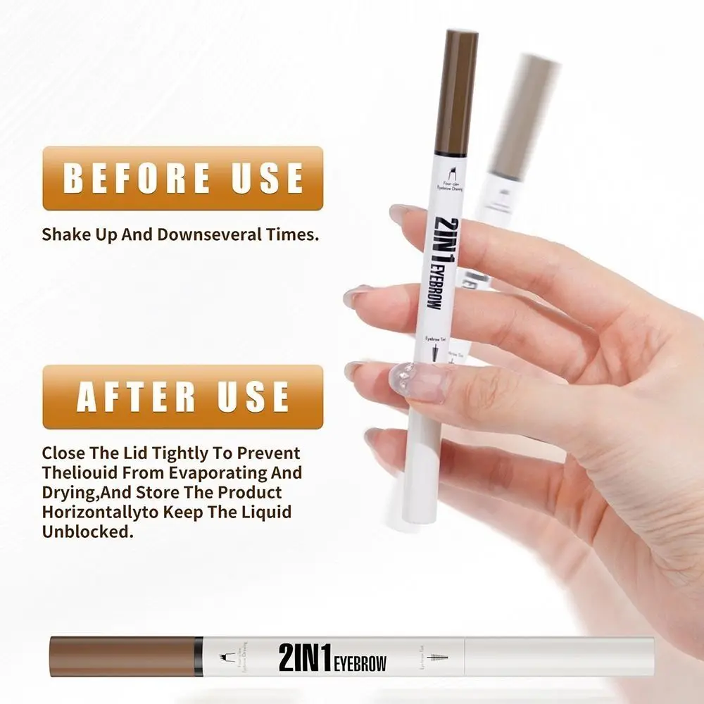 2in1 液体アイブロウ 長持ち 速乾性 二股アイブロウペンシル 精密ブラシチップ 汗に強いアイブロウマスカラ化粧品