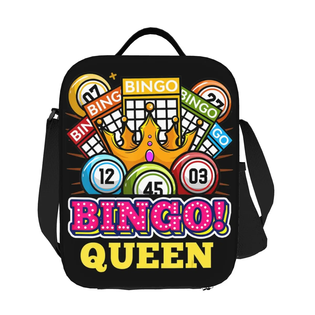 

Custom Bingo Queen Portable Lunch Boxes Women Multifunction Best Play Bingo Cooler Thermal Food Insulated Lunch Bag Office Work